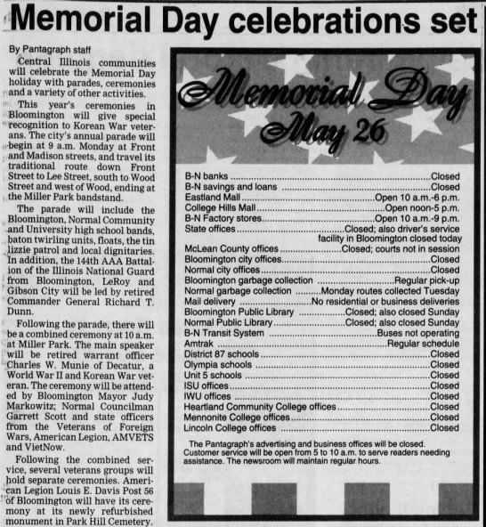 Memorial Day celebrations set!